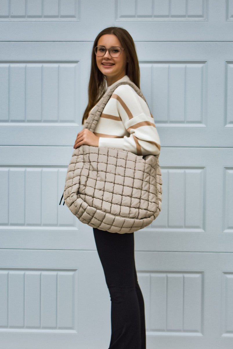 Oversized Puffer Tote Bag - Sand