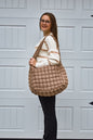 Oversized Quilted Puffer Tote Bag- Tan