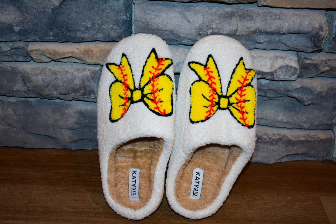 Softball Bow Slippers